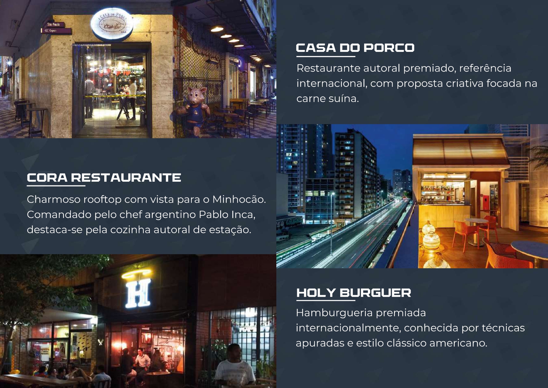 Casa do Porco · Cora · Holy Burguer