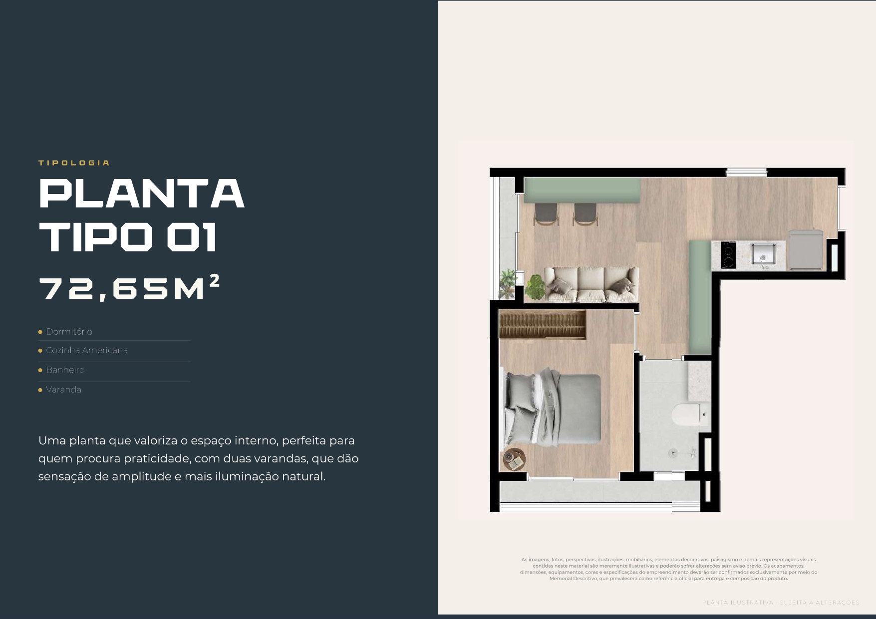 Planta Tipo 01 — 72,65 m²