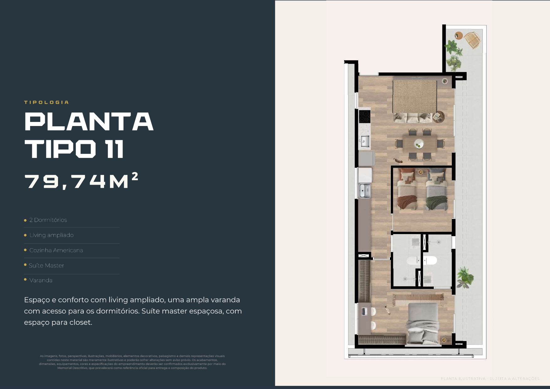 Planta Tipo 11 — 79,74 m²